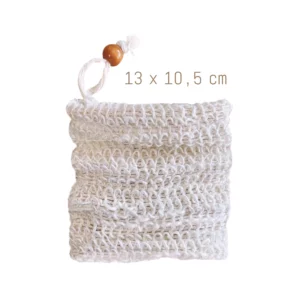gant sac a savon en fibre naturelle de chanvre avec cordelette et perle
