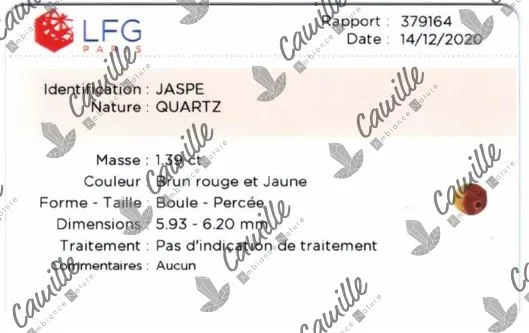 rapport authenticite jaspe polychrome du laboratoire français de gemmologie