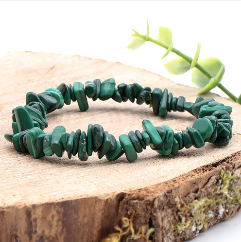 bracelet malachite baroque qualité AA pierre naturelle verte avec des veines plus foncées et bien dessinées
