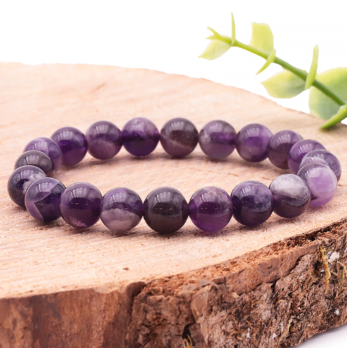 bracelet enfant améthyste 08mm pierre naturelle du Brésil violette avec une belle transparence