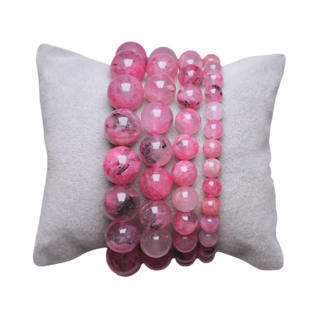BRACELET RHODONITE PIERRE NATURELLE ROSE