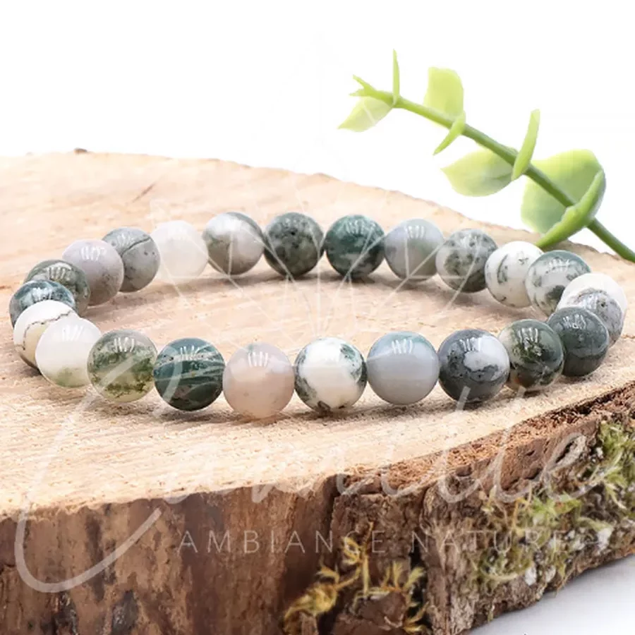 bracelet agate arbre 08mm pierre naturelle