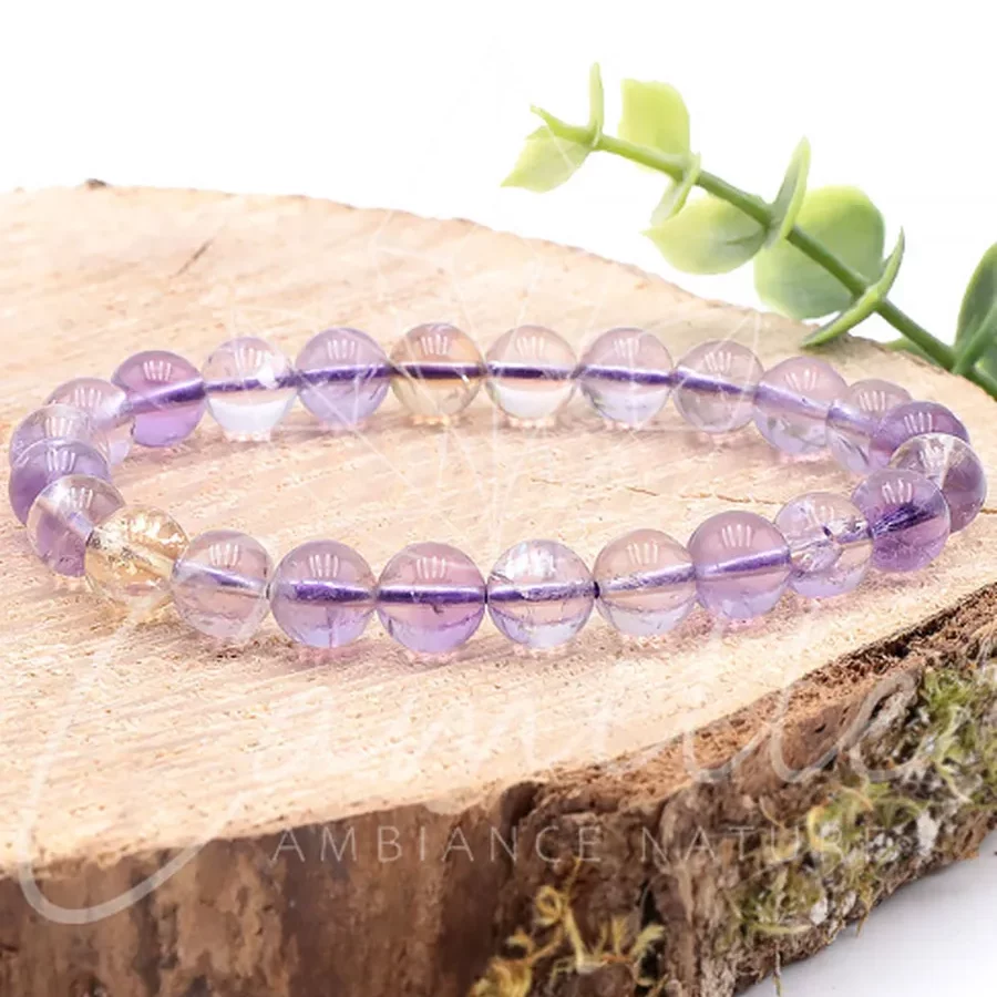 bracelet amétrine de qualité AA pierre naturelle de couleur violette jaune avec une grande transparence gage de pureté