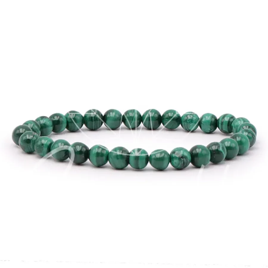 bracelet malachite 06mm qualité A pierre naturelle verte avec des veines plus foncées