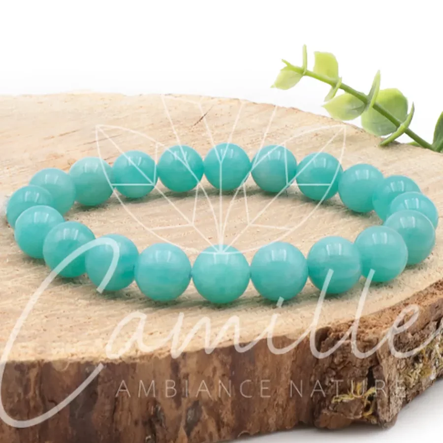 bracelet amazonite du Pérou 10mm pierre naturelle qualité AA