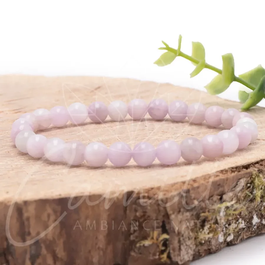 bracelet kunzite 06mm qualité A pierre naturelle rose pale