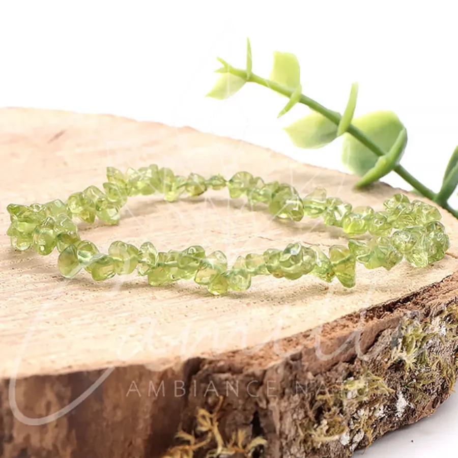 bracelet péridot baroque pierre naturelle qualité A+ couleur vert