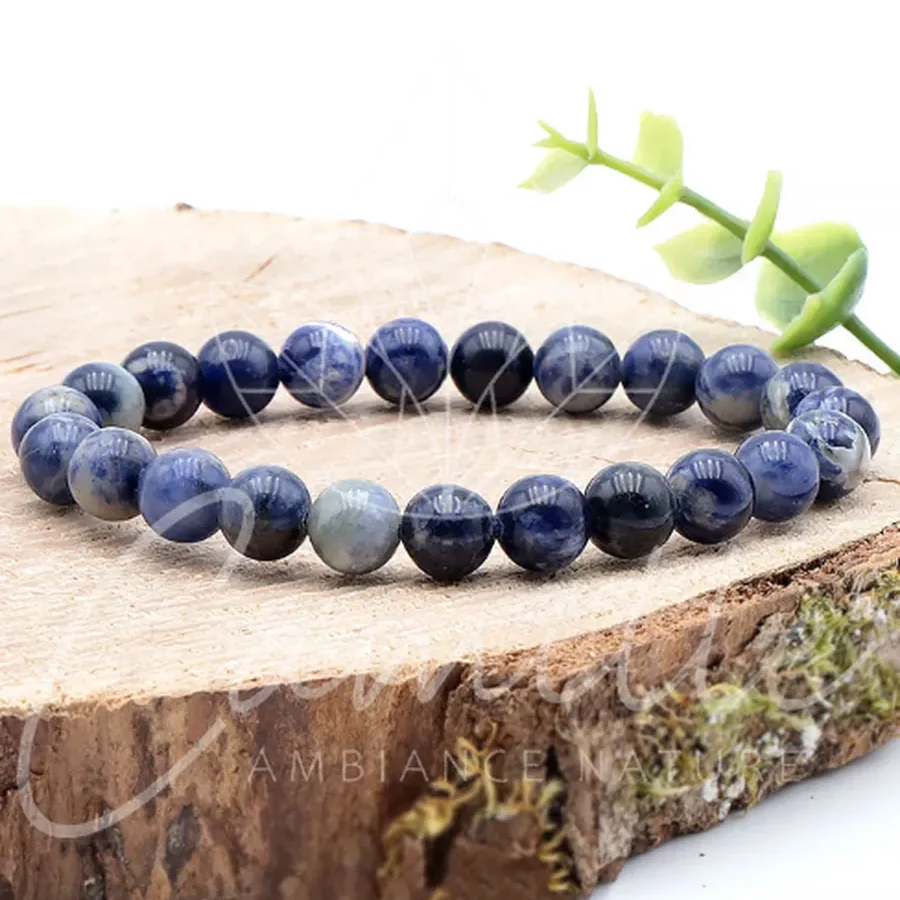 Bracelet sodalite de Namibie 08mm pierre naturelle origine rare