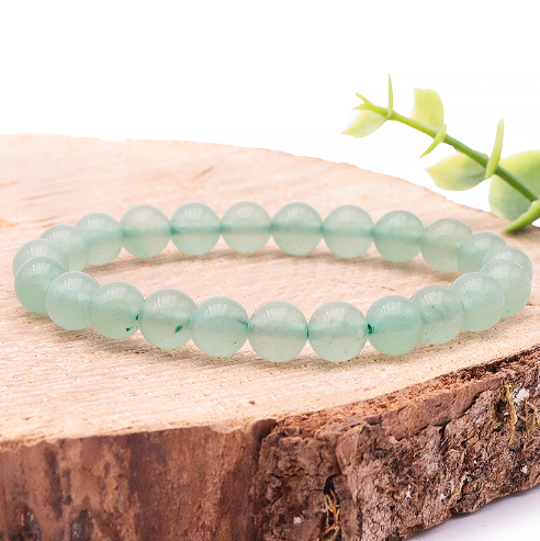 bracelet aventurine verte 08MM pierre naturelle transparente avec un vert émeraude