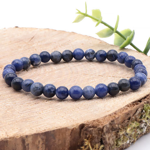 bracelet sodalite 06mm qualité A du Brésil pierre naturelle bleu foncé à bleu clair très pure sans inclusion blanche