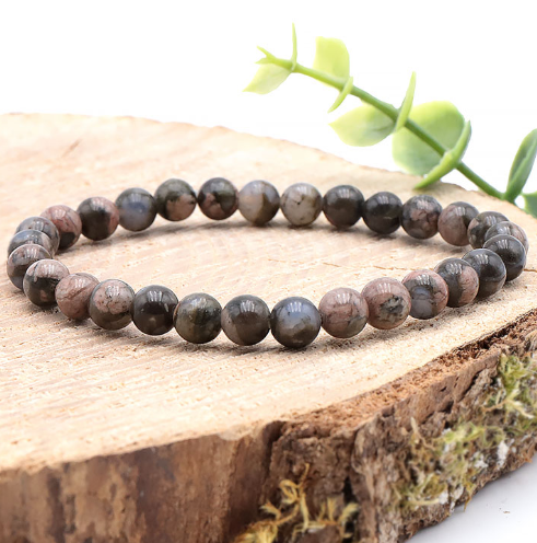 bracelet bleue liberite 06mm pierre naturelle marron et bleue