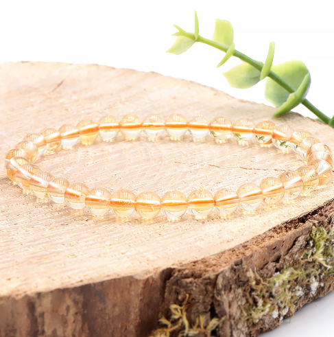 bracelet citrine naturelle 06mm qualité A belle transparence orangée sans inclusions