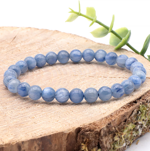 bracelet cyanite bleue 06mm qualité AA pierre naturelle bleu azur avec une belle transparence et sans inclusion