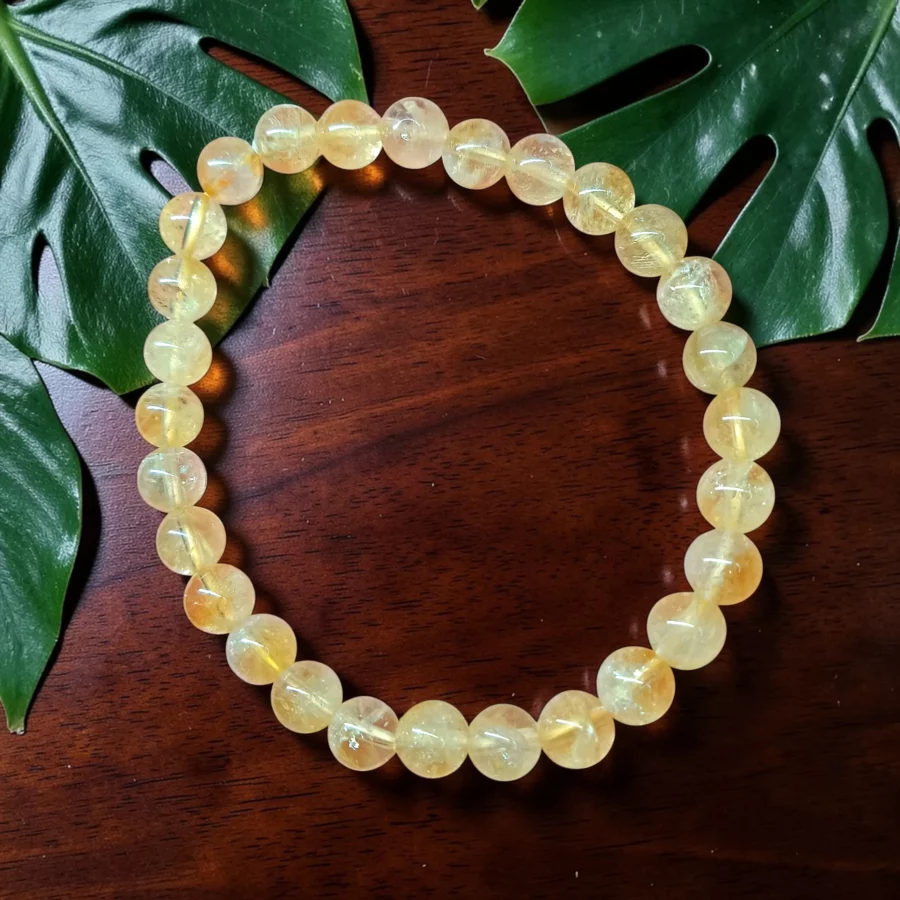 bracelet citrine naturelle 06mm pierre naturelle avec transparence jaunâtre