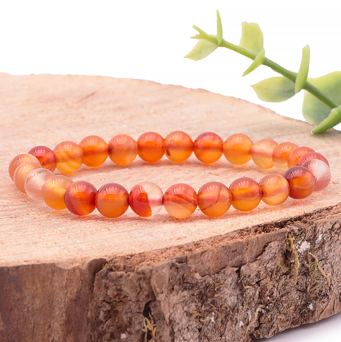 bracelet cornaline taille enfant pierre naturelle nuance de rouge orange avec une belle transparence