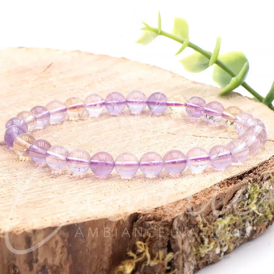 bracelet amétrine baroque de qualité A pierre naturelle de couleur violette jaune avec une grande transparence gage de pureté