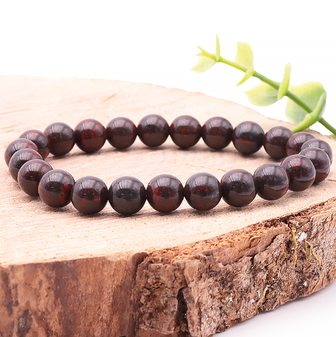 bracelet œil de fer qualité A pierre naturelle rouge et noire