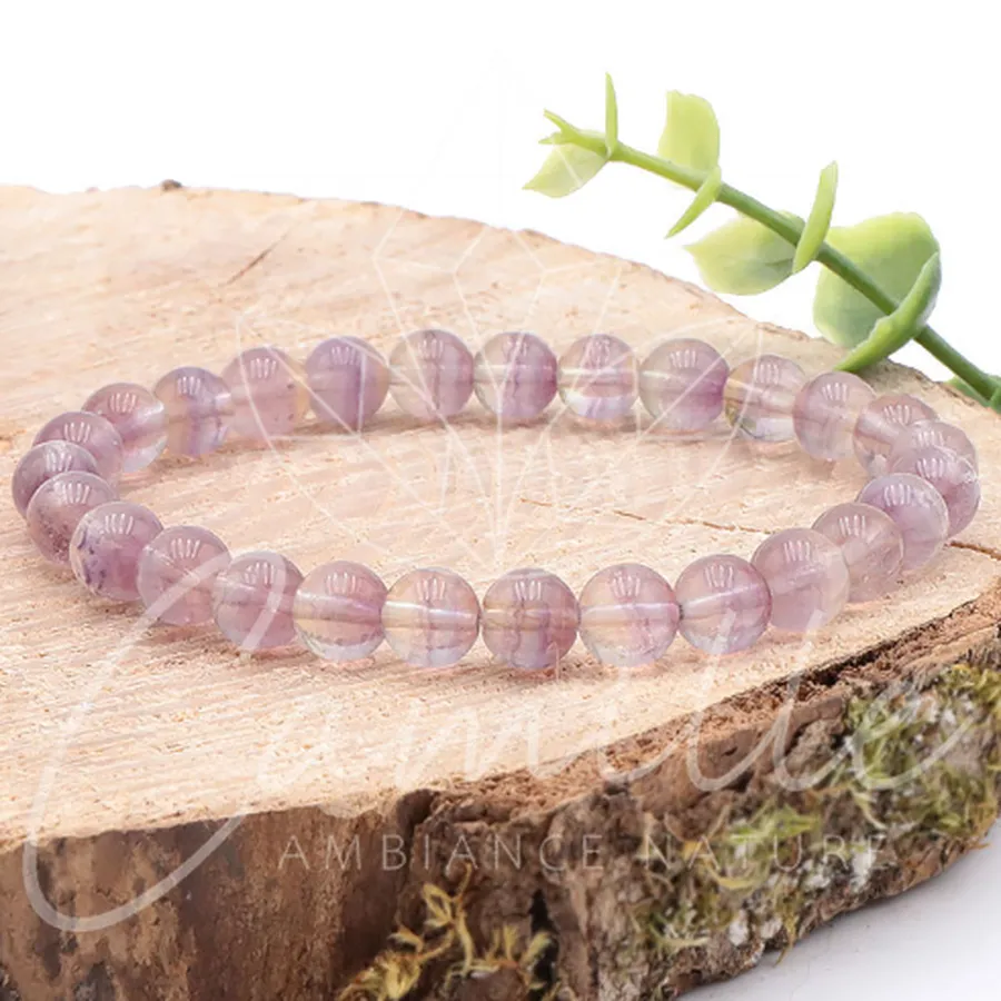 bracelet fluorine violette rainbow 08mm pierre naturelle