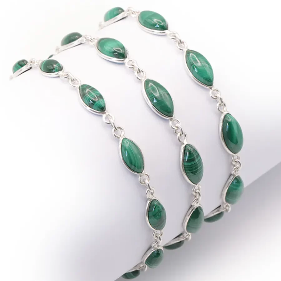 bracelet argent malachite du congo