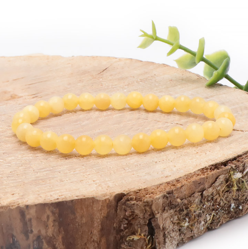 Bracelet calcite orange 06mm pierre naturelle du Mexique jaune avec une belle transparence