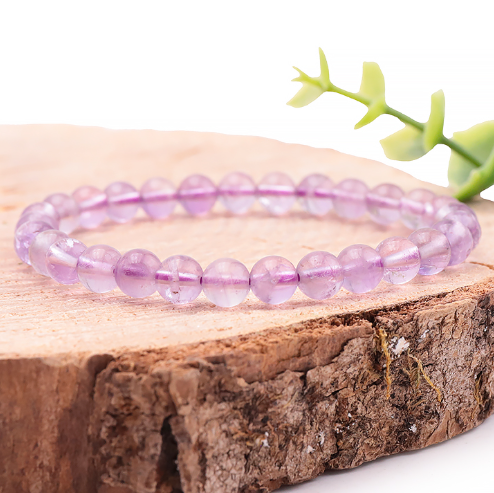 bracelet améthyste claire 06mm AA pierre naturelle avec une très belle transparence violette claire
