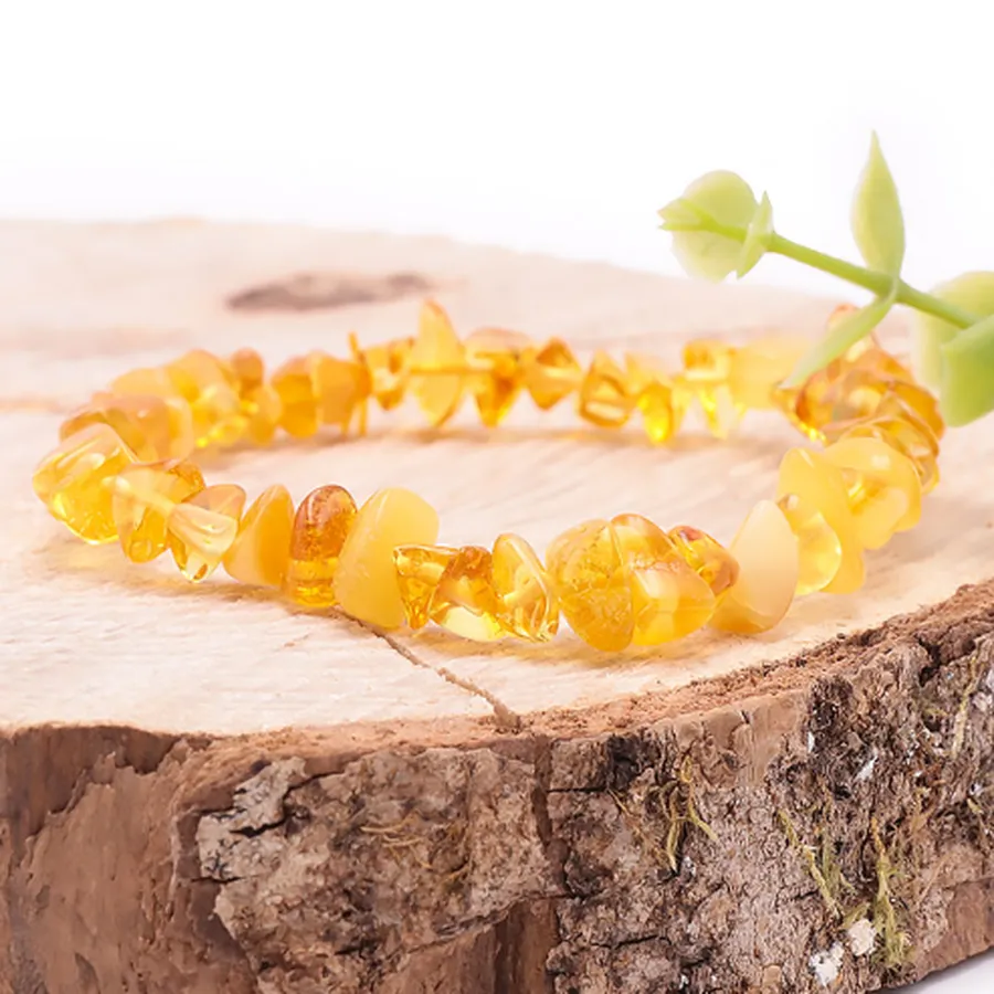 bracelet ambre baroque qualité A+ de Lituanie pierre naturelle de couleur jaune, cognac en taille standard