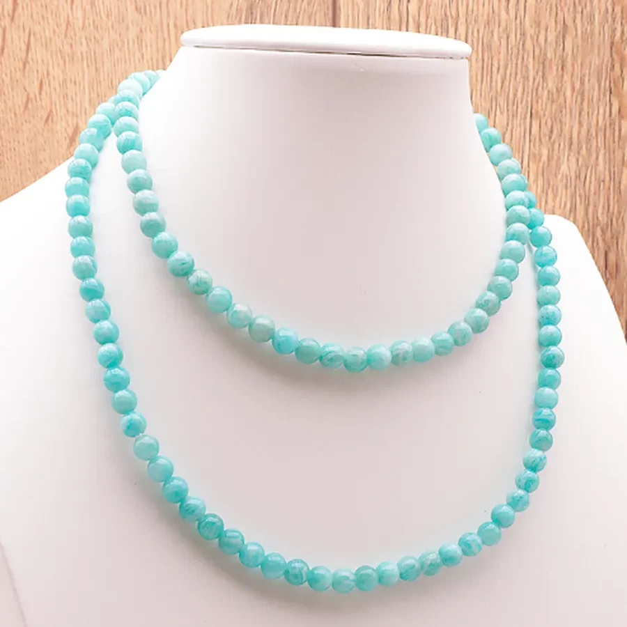 Collier amazonite du Pérou 06mm pierre naturelle de couleur vert bleu turquoise