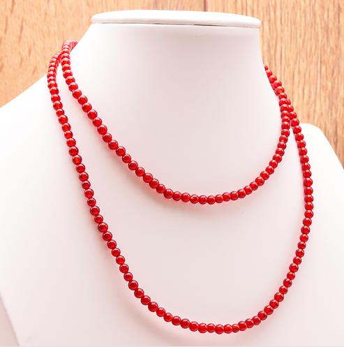 Collier cornaline rouge du Brésil 04mm pierre naturelle de haute qualité sans inclusion