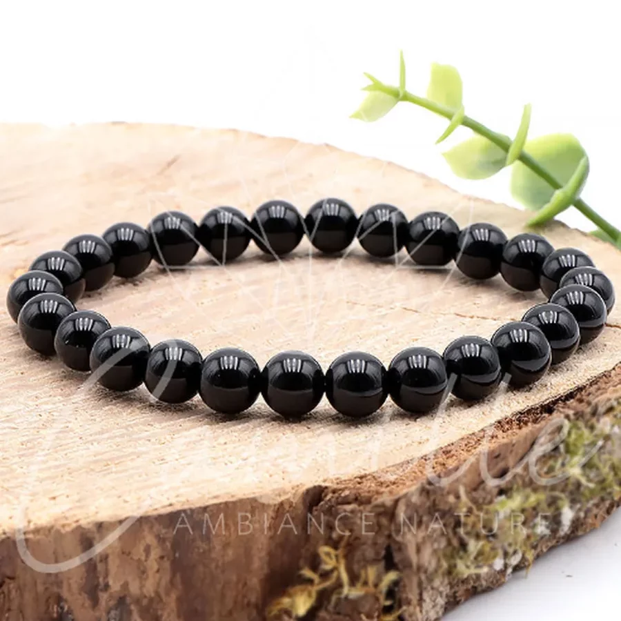 bracelet onyx pierre naturelle noire 08mm taille 2