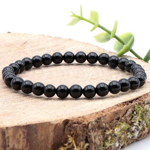bracelet onyx pierre naturelle noire 06mm