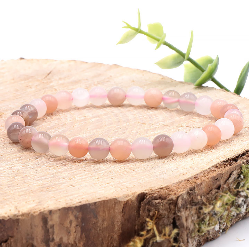 bracelet pierre de de lune multicolore 06mm qualité AA avec magnifique transparence et reflet