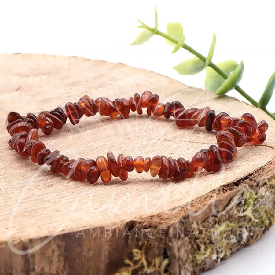 bracelet baroque grenat pierre naturelle avec transparence brun marron orangé