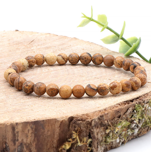 bracelet jaspe paysage 06mm pierre naturelle avec nuance de marron