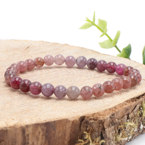 bracelet spinelle multicolore 06mm qualité AA pierre naturelle du Sri Lanka au couleur multiple de rose rouge violet orangé