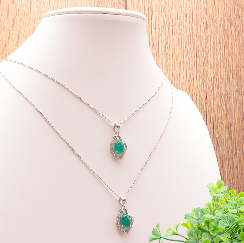pendentif chrysoprase AA+ argent 925 pierre naturelle verte
