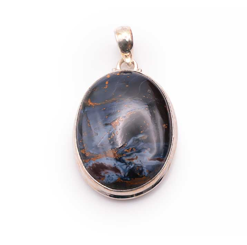 Pendentif piétersite AA sur argent 925 couleur bleu marron