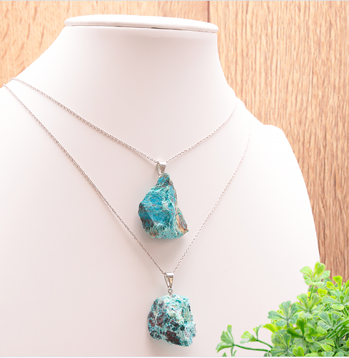 pendentif chrysocolle AA du Pérou pierre naturelle verte bleue turquoise