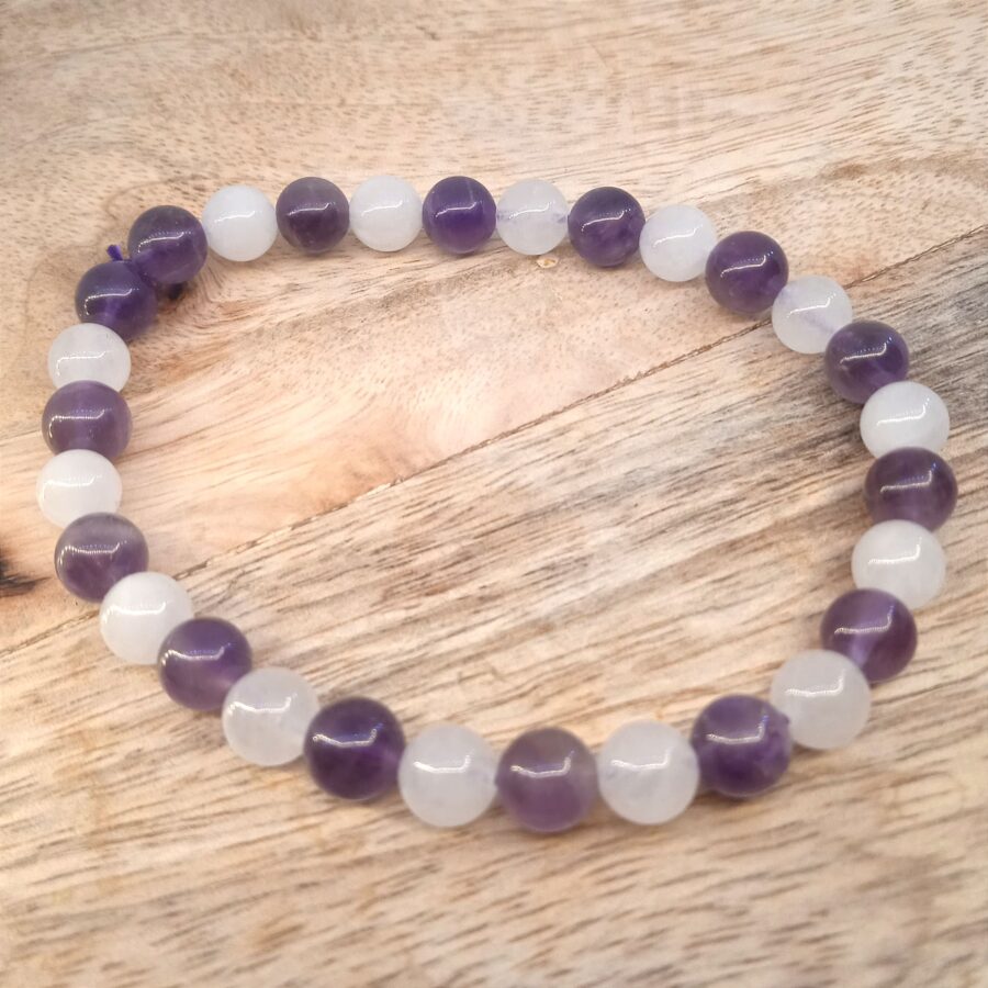 création améthyste quartz rose mélange de pierre violette et rose en 06mm