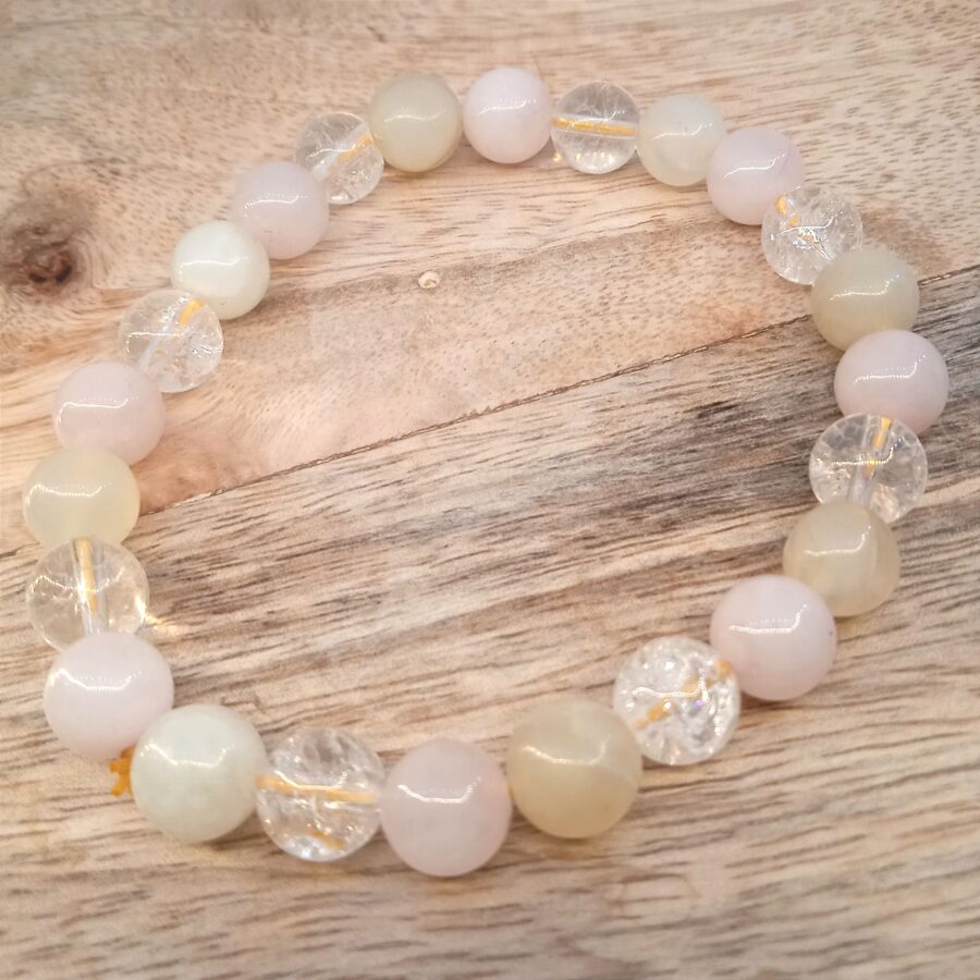 création quartz rose jade cristal de roche 08mm