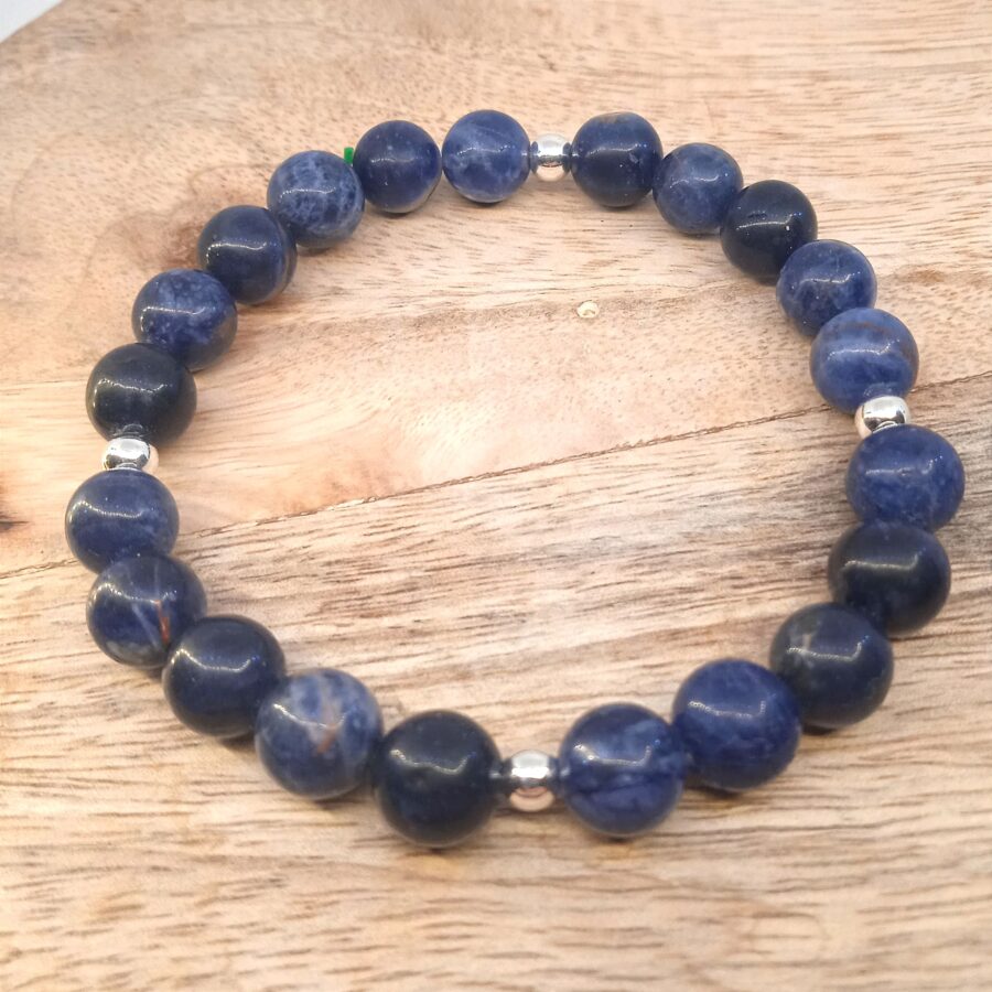 création sodalite du Brésil 08mm pierre naturelle bleu marbrée