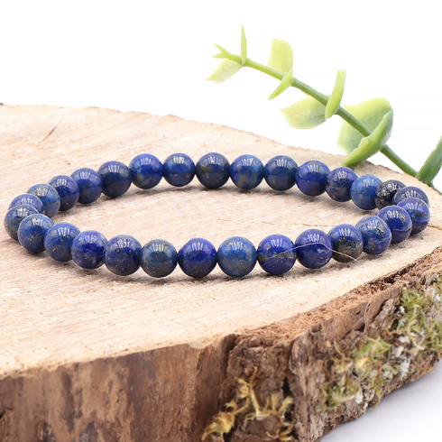 bracelet lapis lazuli 06mm qualité AA pierre naturelle bleue profond sans imperfections