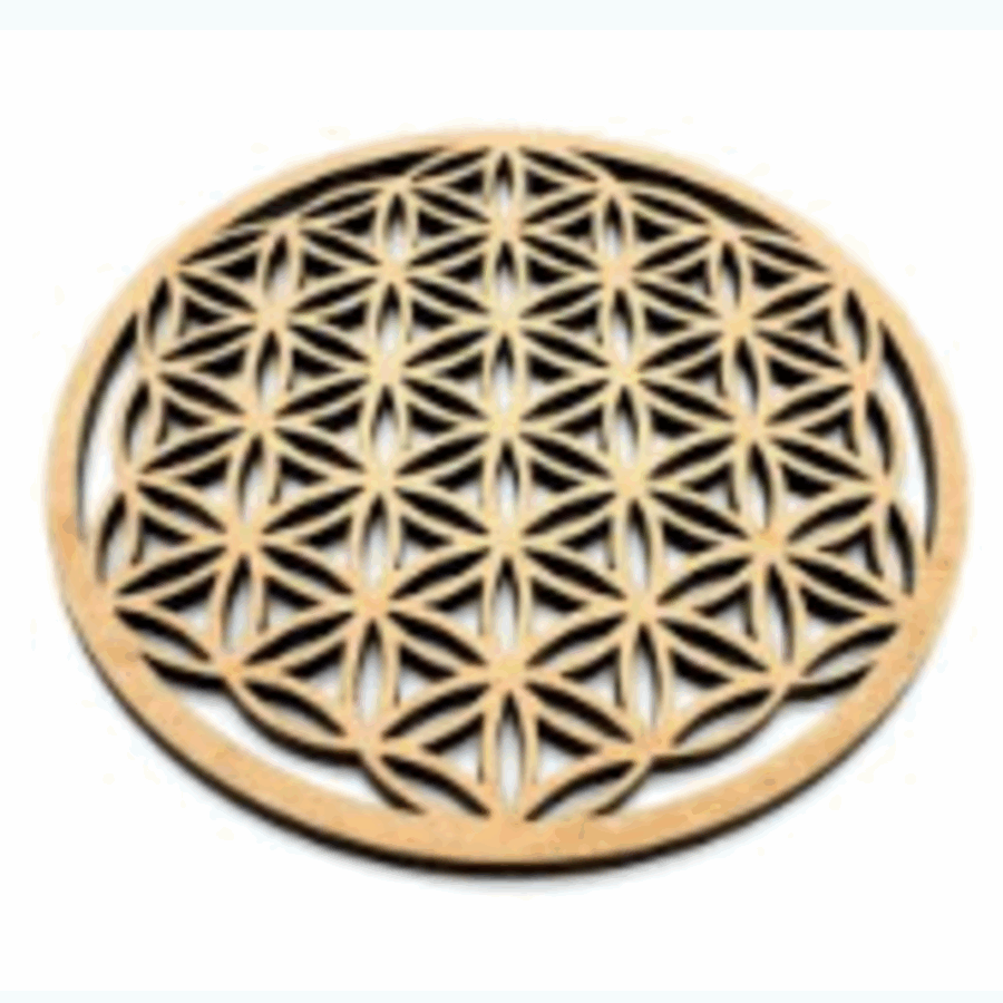 plaque fleur de vie 10cm en bois sculptée