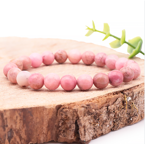 BRACELET rhodonite Pérou 08MM Qualité A pierre naturelle rose avec nuance de foncé à pale