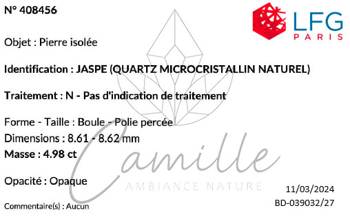 Rapport authenticité Jaspe-Sang-De-Dragon