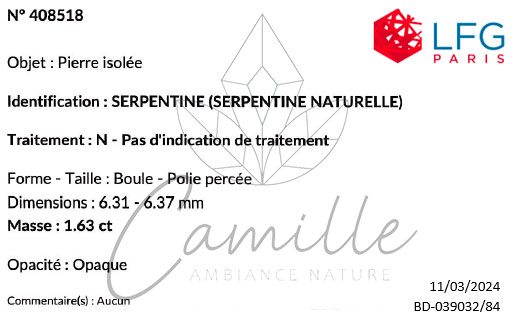 Rapport authenticité-Serpentine-Russie-A-06mm-
