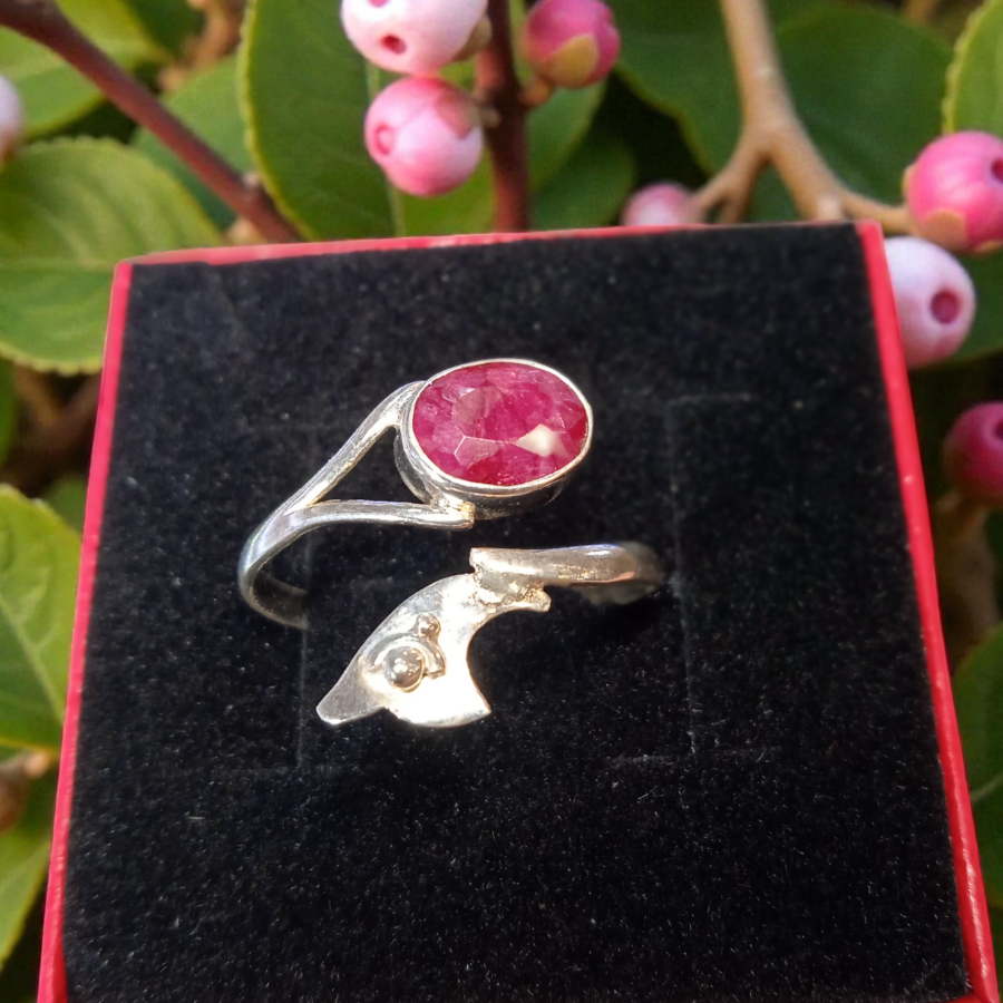 Bague en Argent 925 et Rubis Naturel – Ajustable