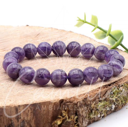 BRACELET AMÉTHYSTE RUBANÉE PIERRE DU BRÉSIL – Image 5
