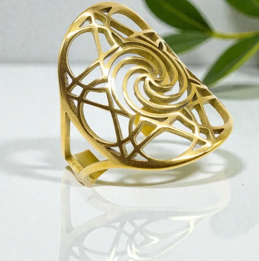 Bague spirale inox plaquée Or réglable