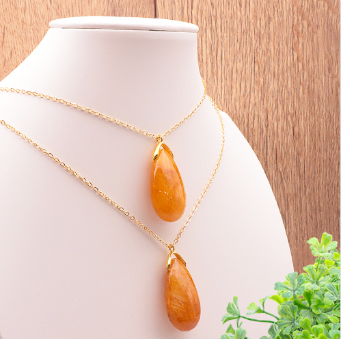 PENDENTIF GOUTTE QUARTZ FERRUGINEUX