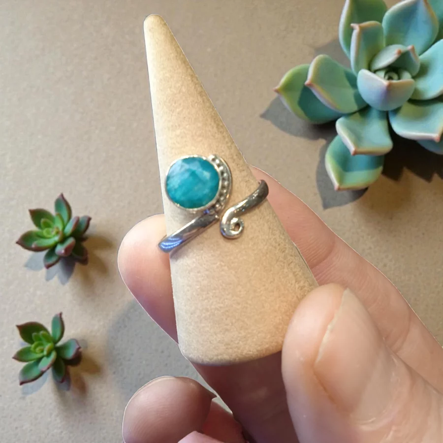 Bague Émeraude du Brésil en Argent 925 Réglable